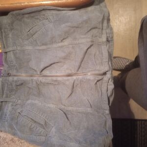 Blue Corduroy Skirt with Zipper